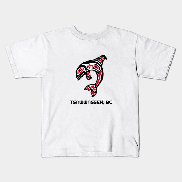 Tsawwassen, British Columbia Red Orca Killer Whale Northwest Native Fisherman Tribal Gift Kids T-Shirt by twizzler3b